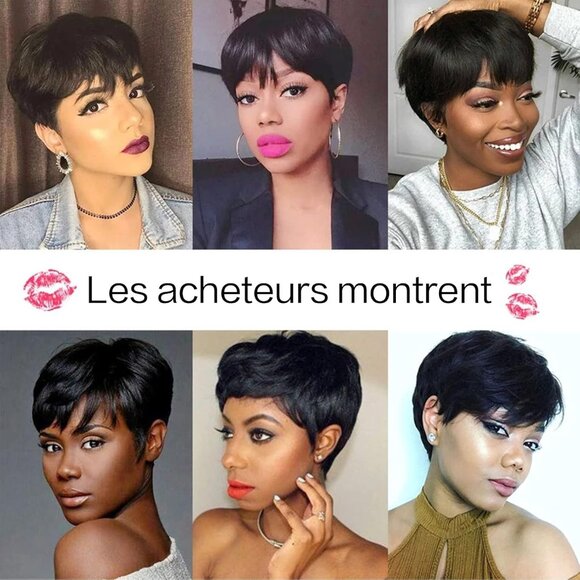 Human Hair Short Pixie Cut Wigs for Black Women Human Hair Glueless pixie Wig - Picture 7 of 7